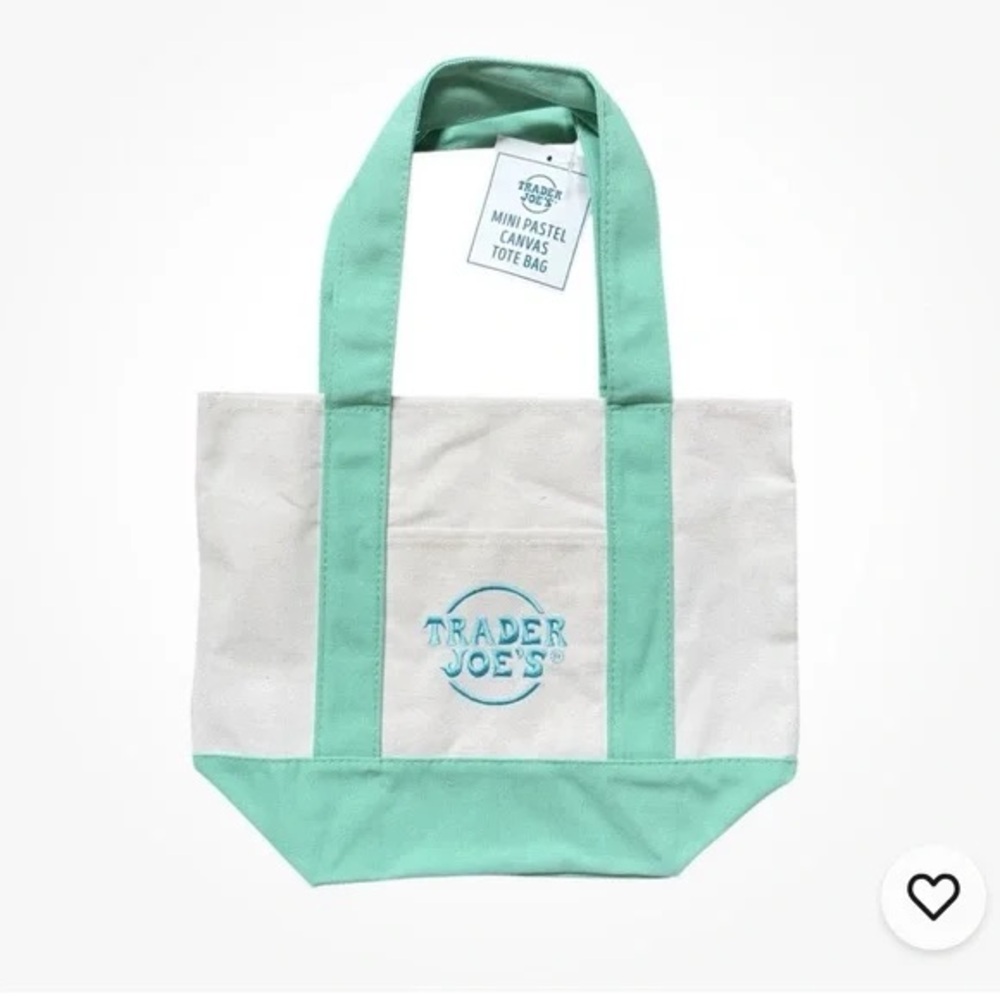 Trader Joe's mini pastel tote bag in mint green 2026